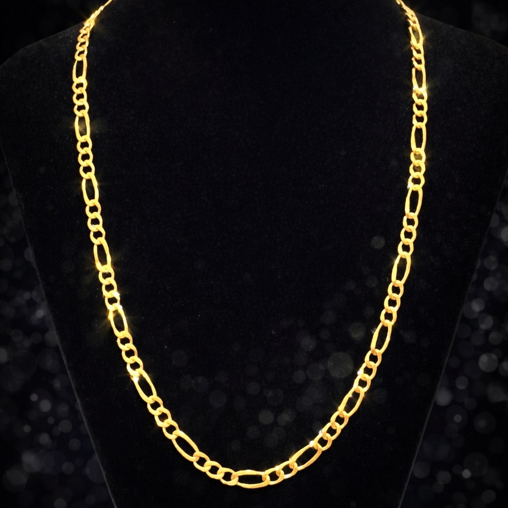 18k Gold Technibond Diamond cut figaro link necklace statement vintage Men’s HSN